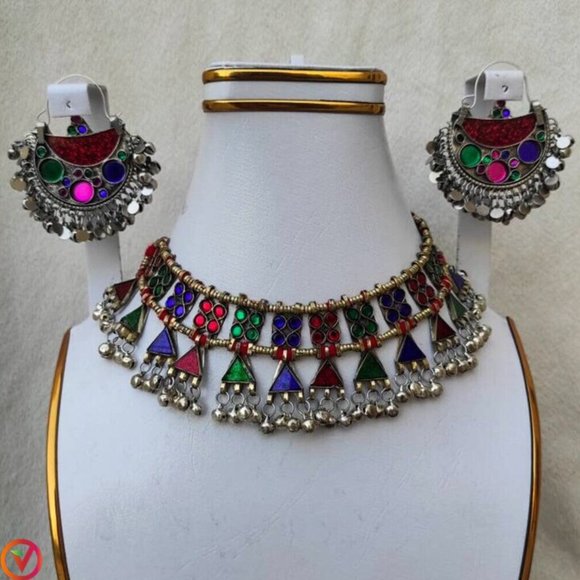 Antique Afghan handmade stylish jewelry-Tribal choker set - Picture 2 of 6